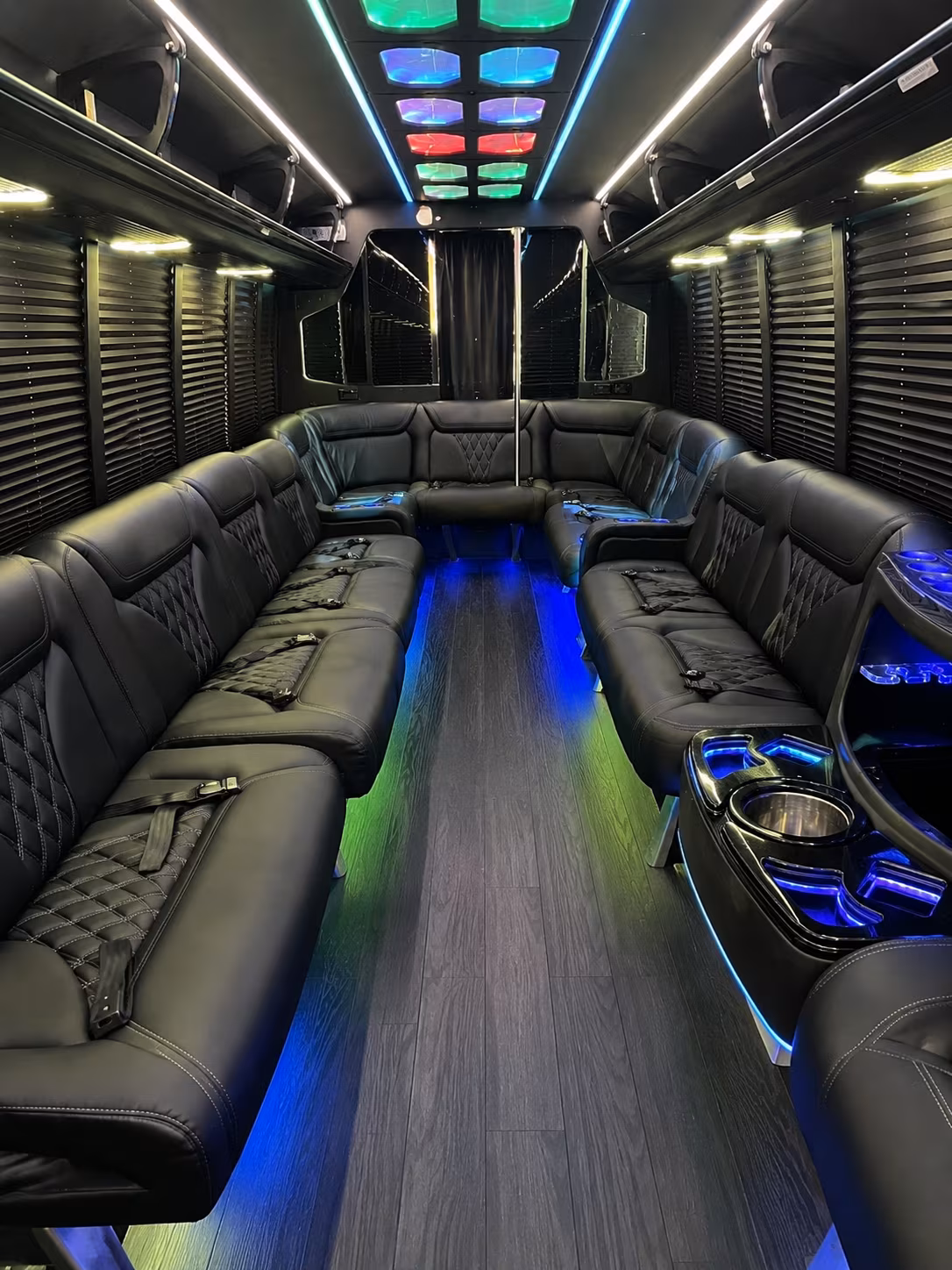 flint 20 passenger party bus interior