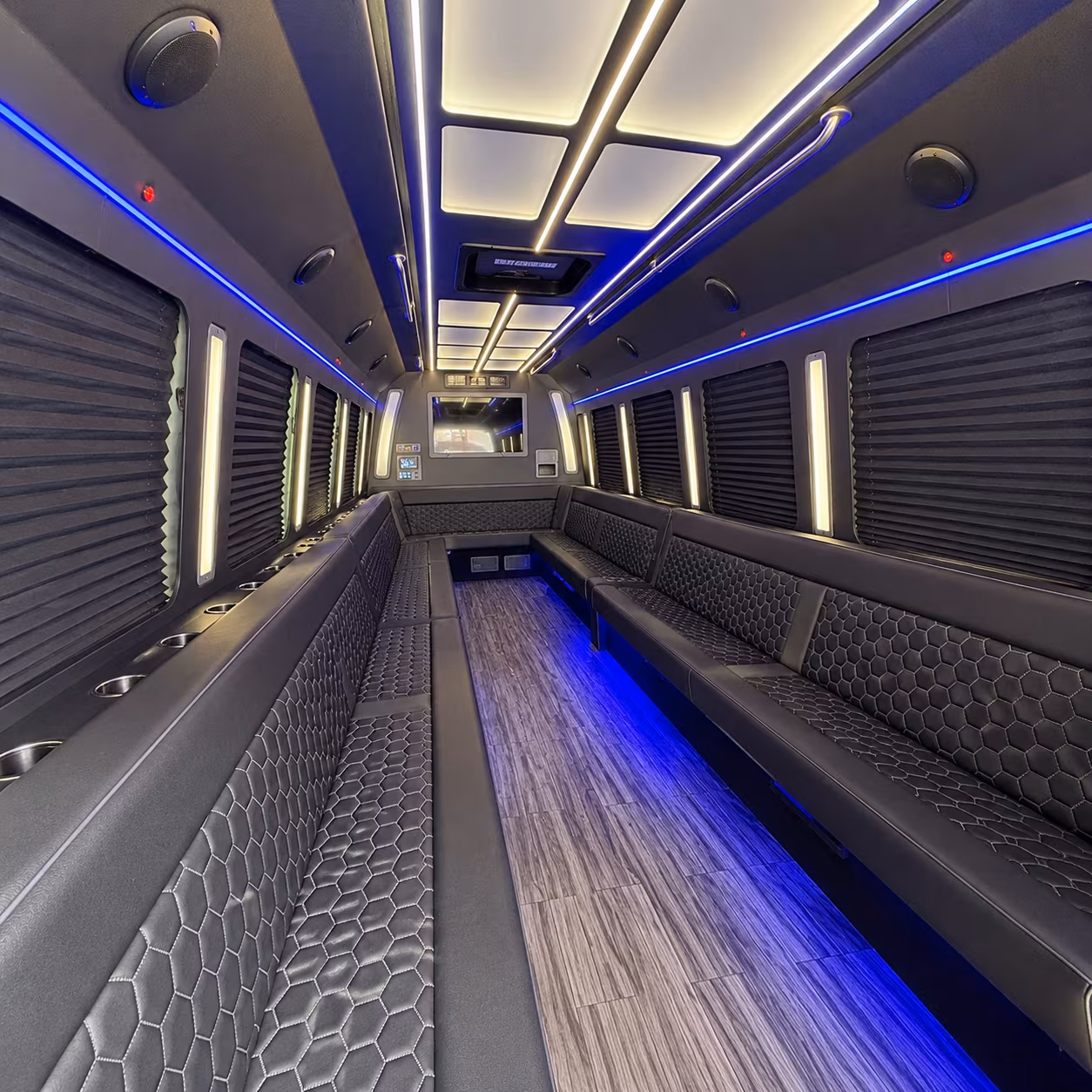 flint 30 passenger party bus interior
