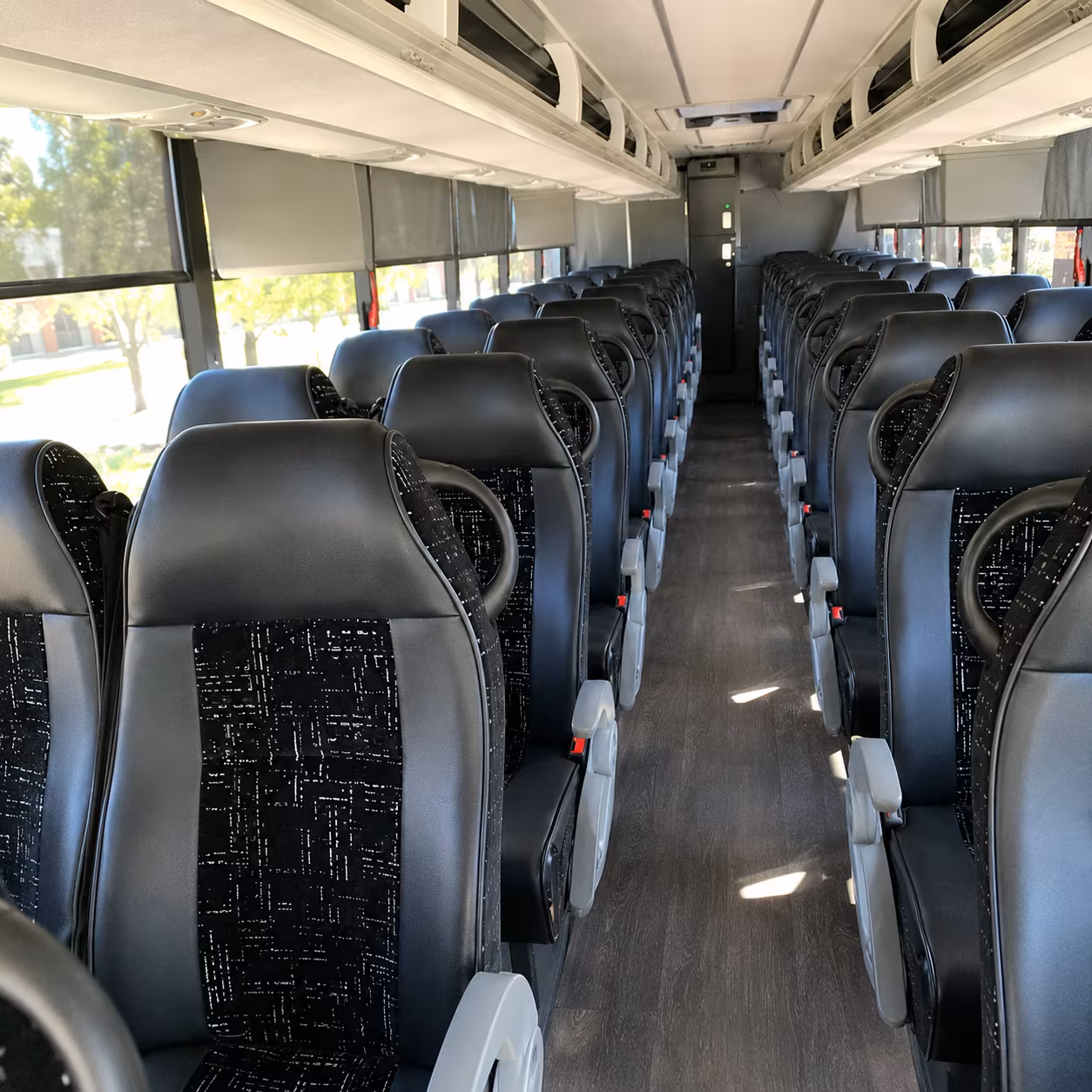 flint 56 passenger charter bus interior