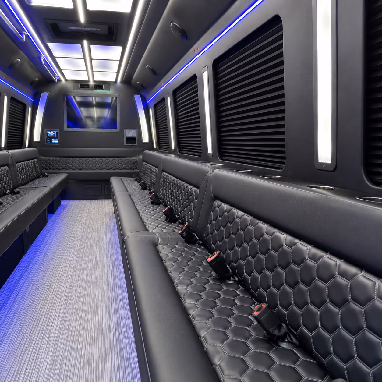 flint party bus rental interior